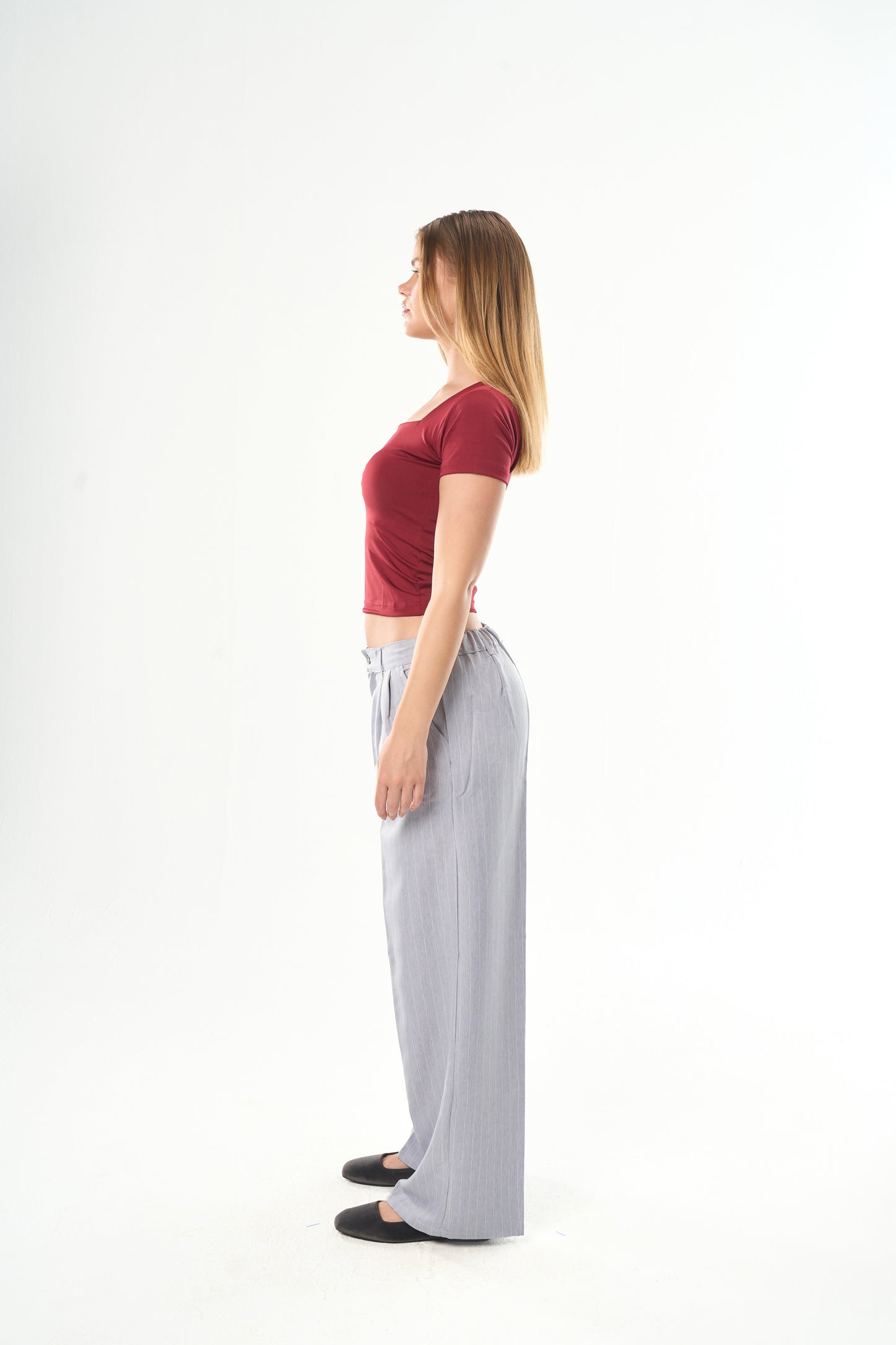 Women Light Grey Striped Tailor Pants