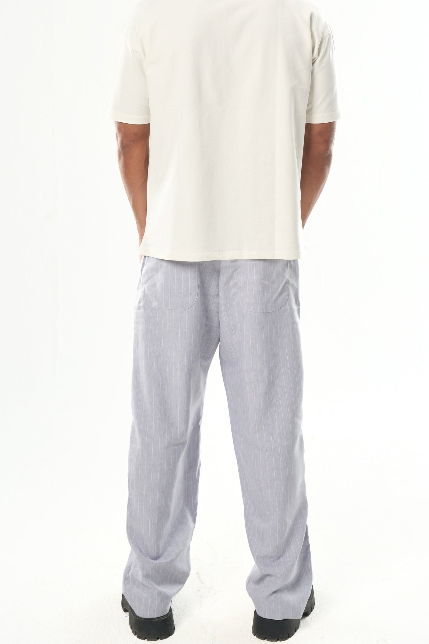 Men Light Grey Striped Tailor Pants