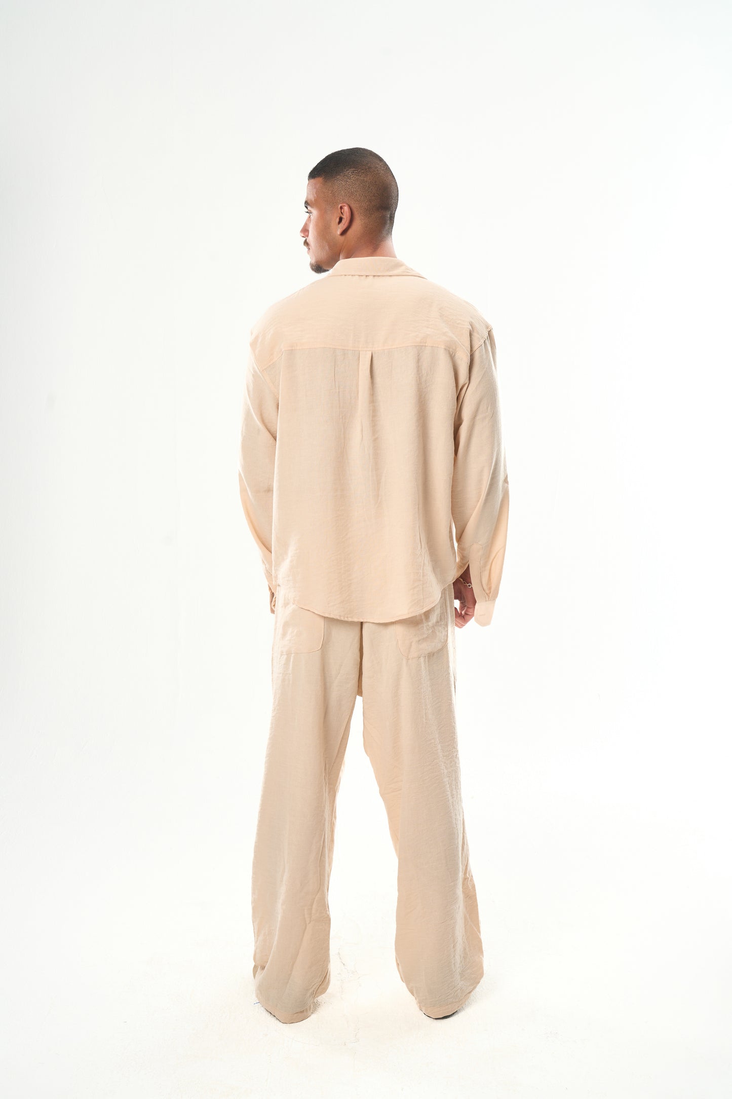 Men Beige Linen Shirt