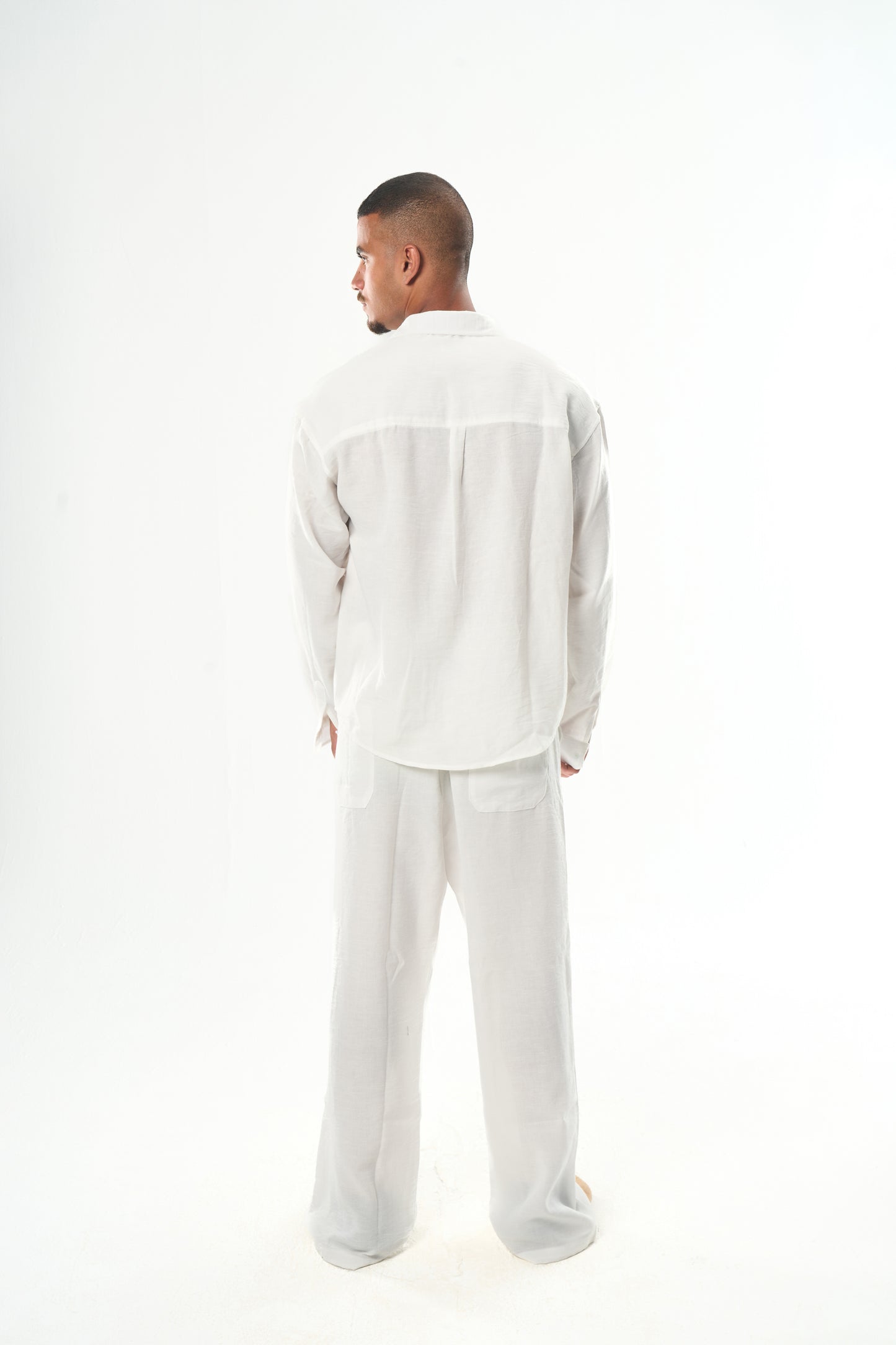 Men White Linen Shirt