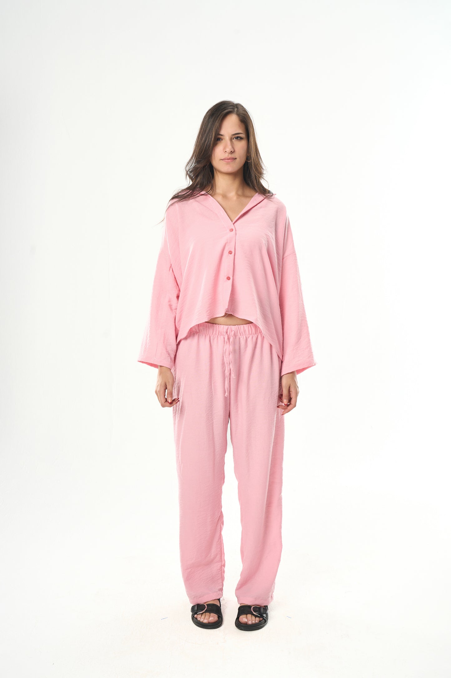 Women Pink Linen Shirt