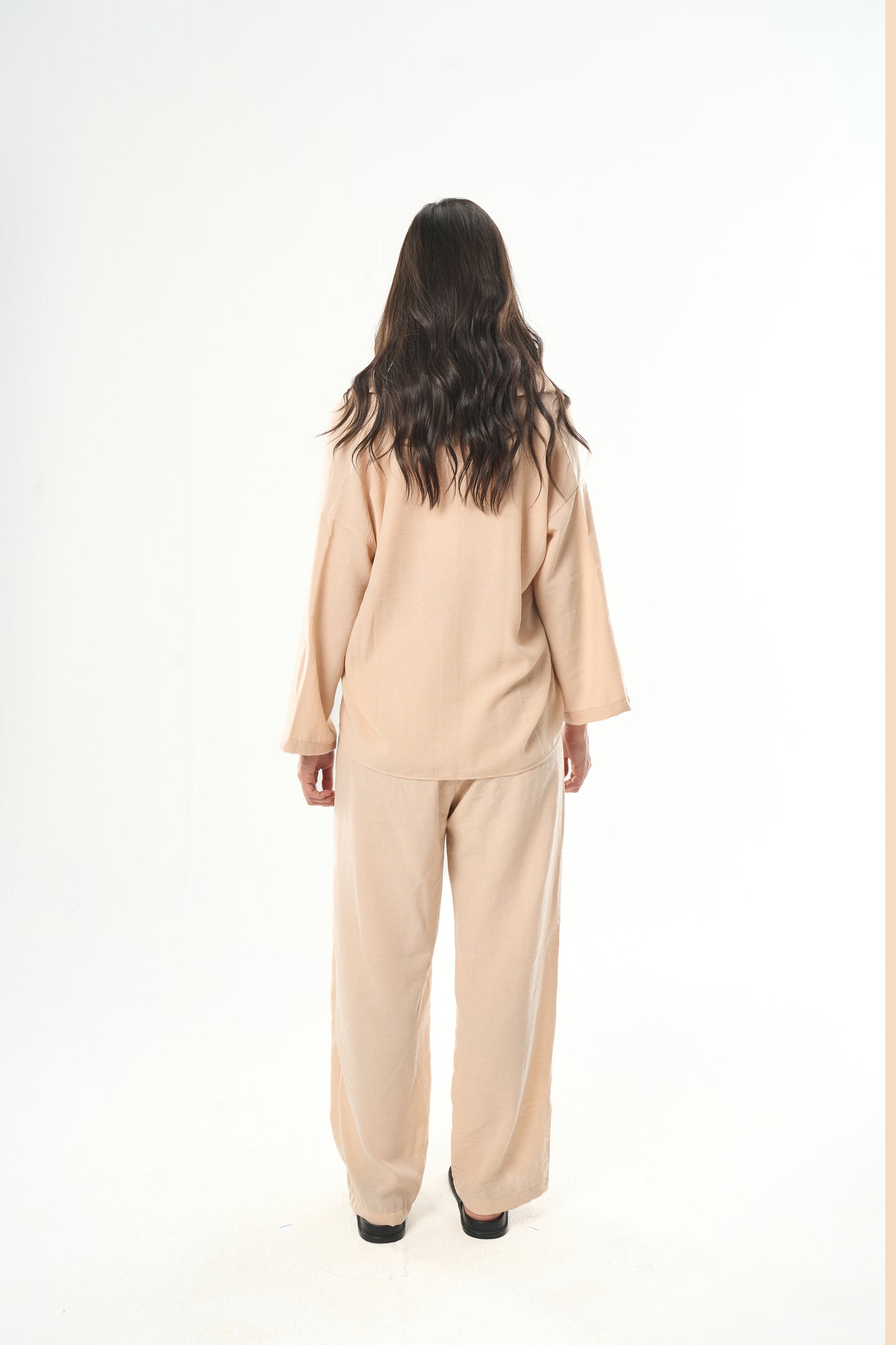 Women Beige Linen Pants