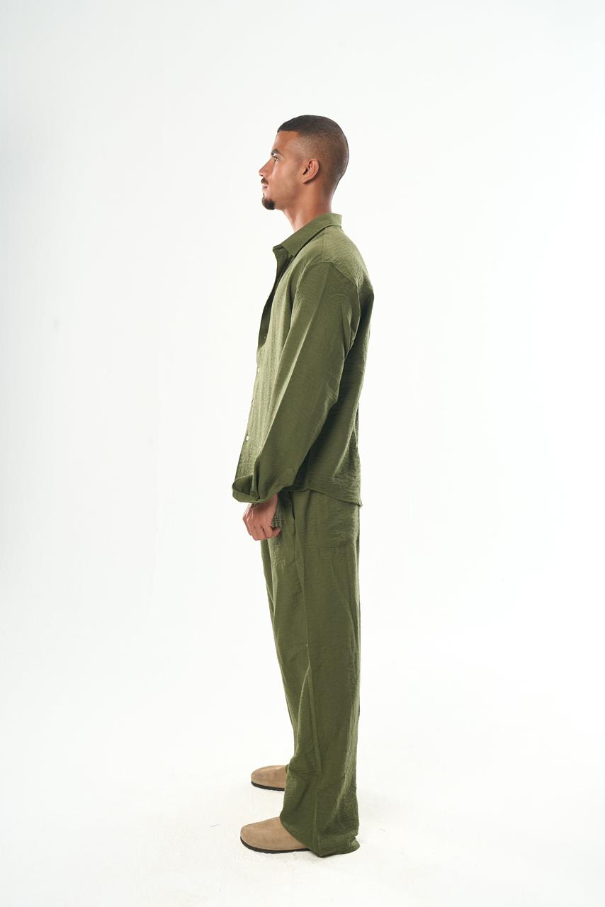 Men – Olive Green Linen Shirt – Seemly Collective