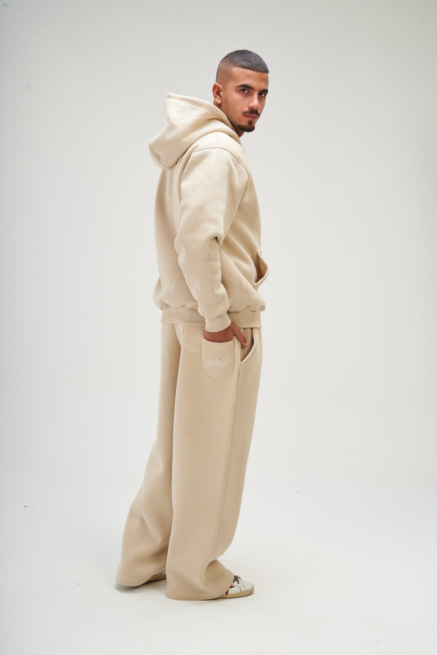 Beige Basic Hoodie