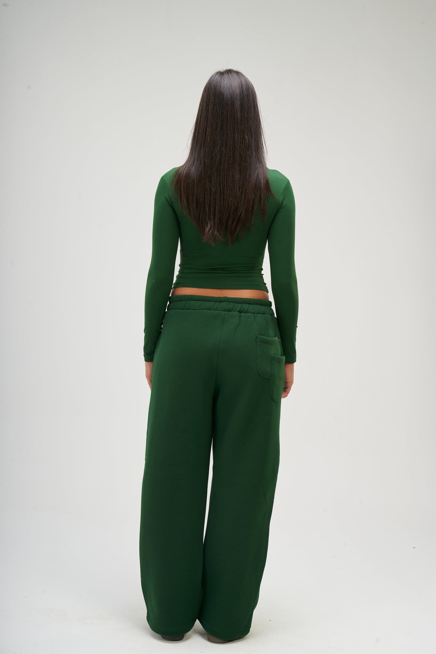 Dark Green Long Sleeve Square Top