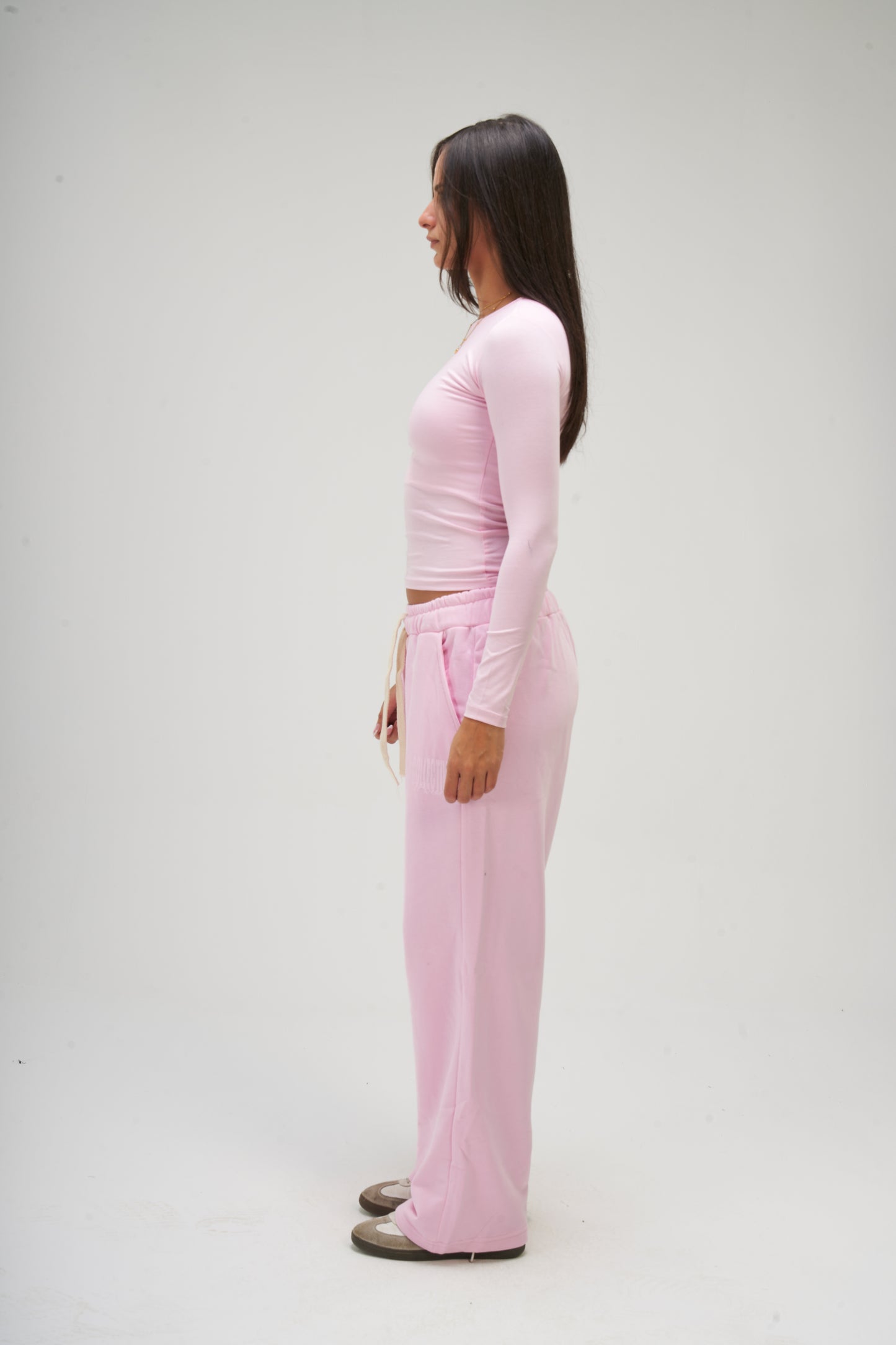 Pink Long Sleeve Round Top