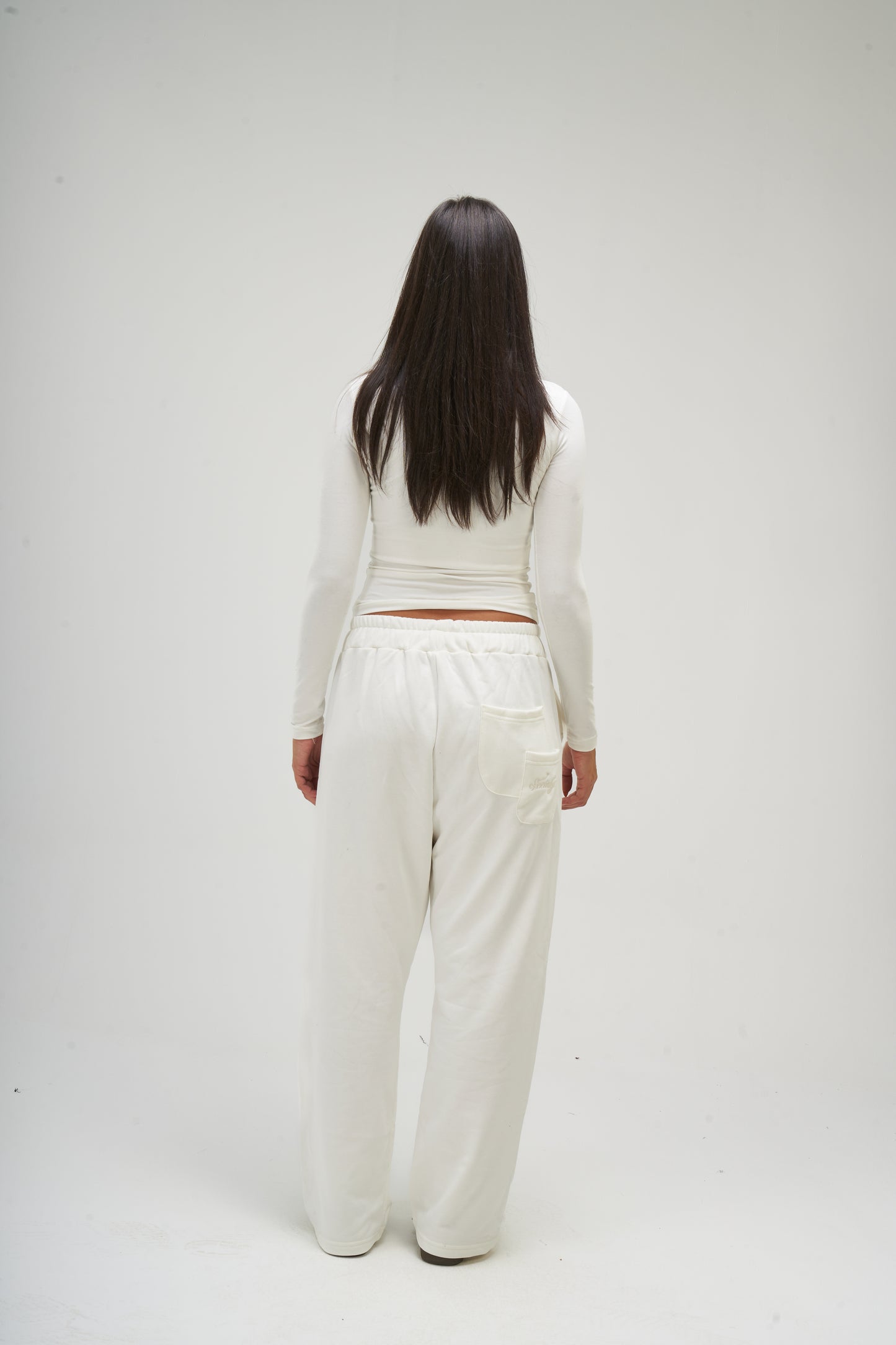 White Long Sleeve Round Top