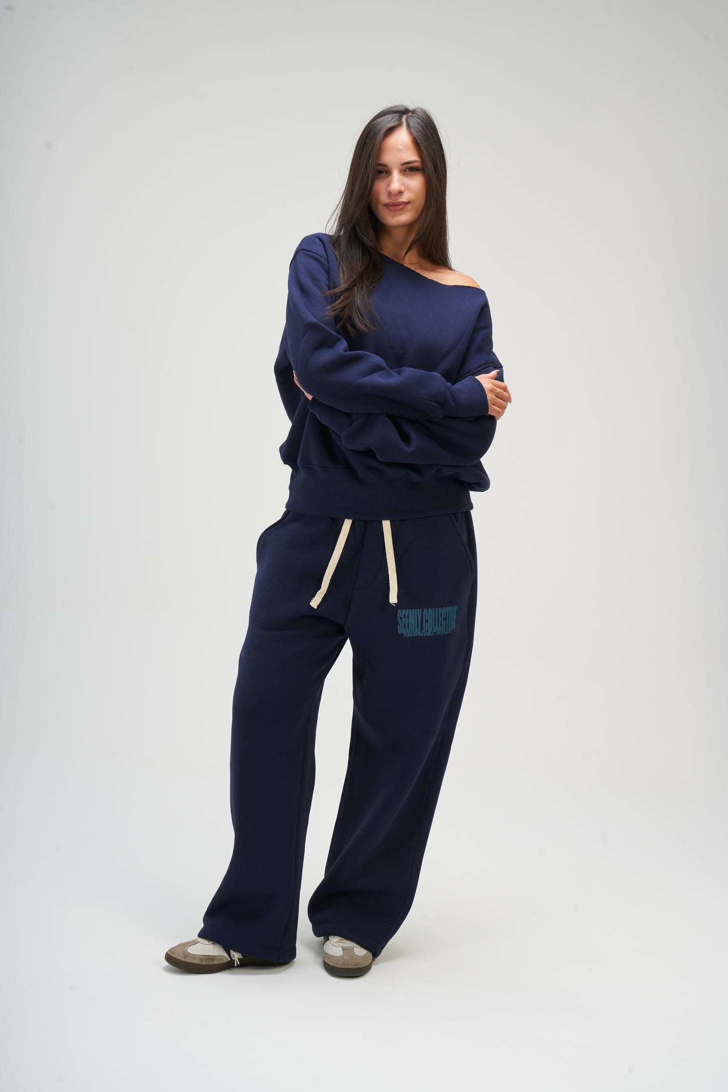 Navy Blue Off Shoulder