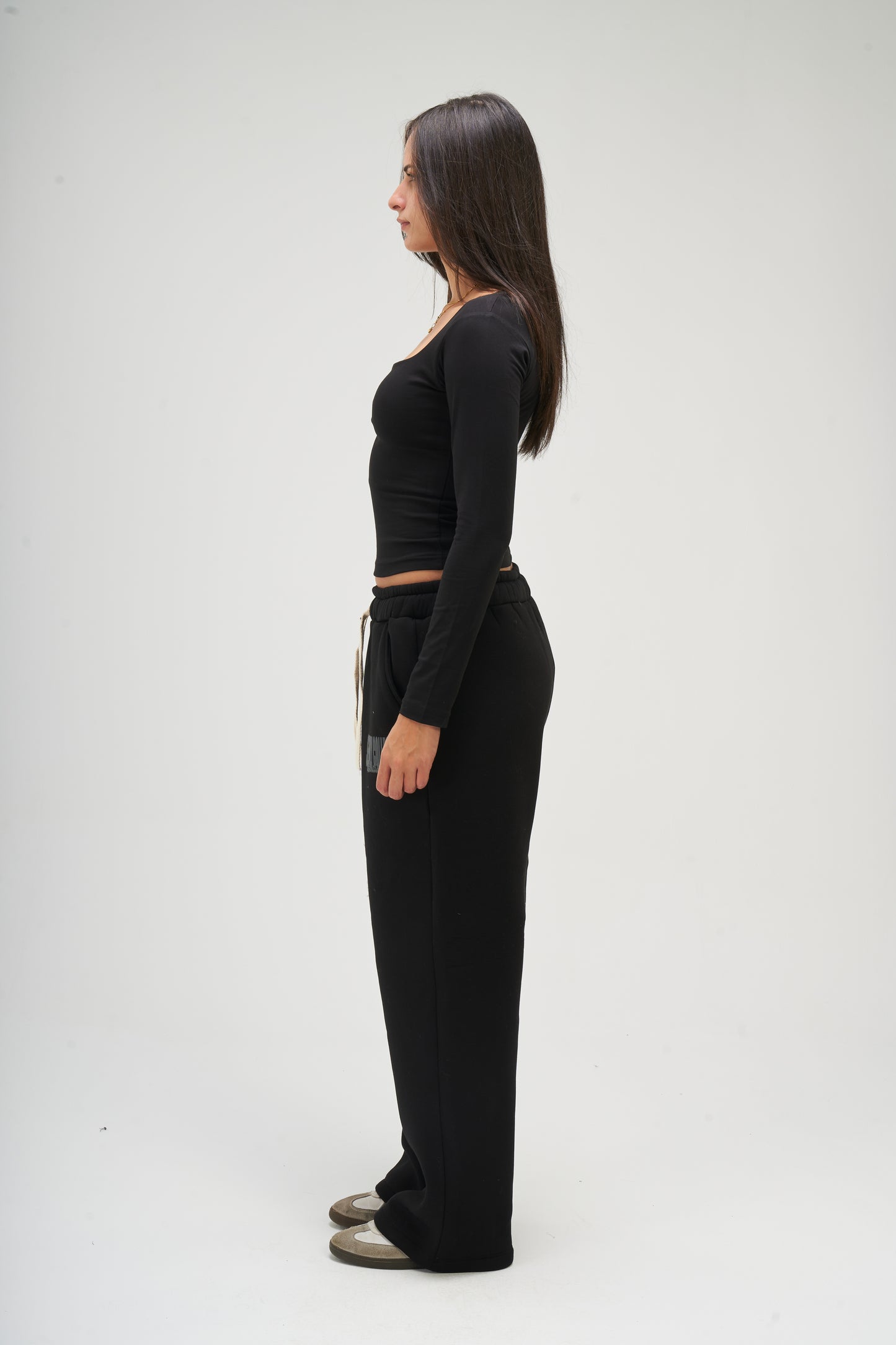 Black Long Sleeve Square Top