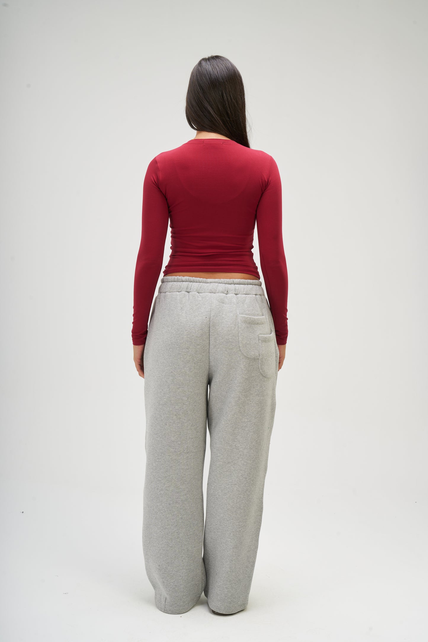 Burgundy Long Sleeve Round Top