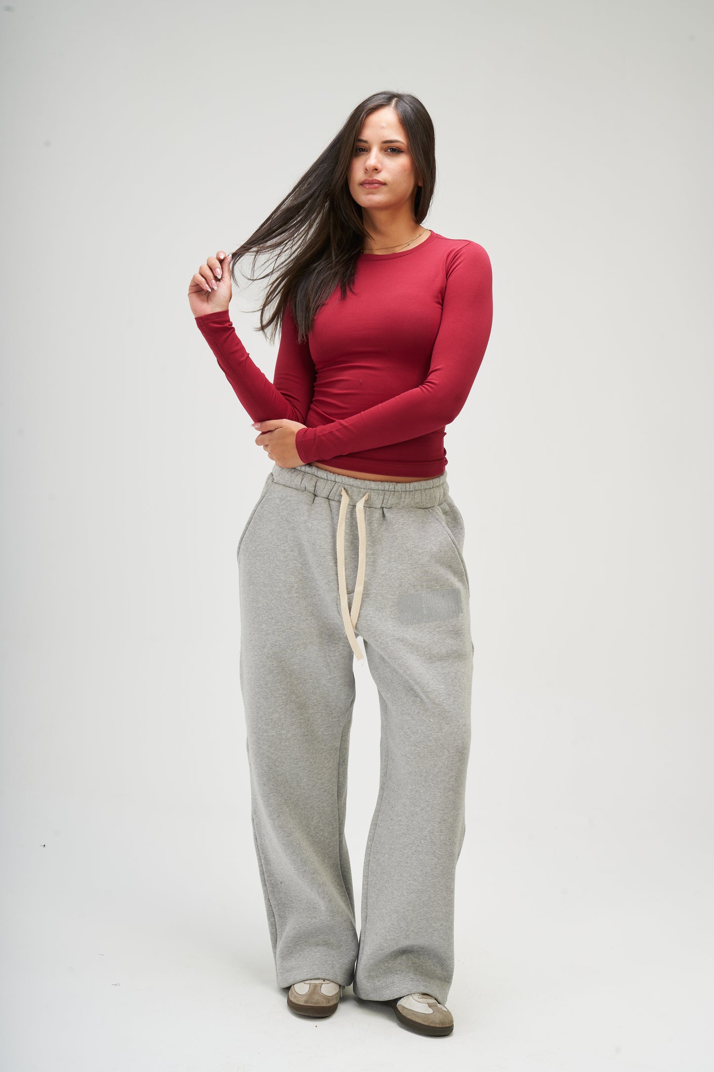 Burgundy Long Sleeve Round Top