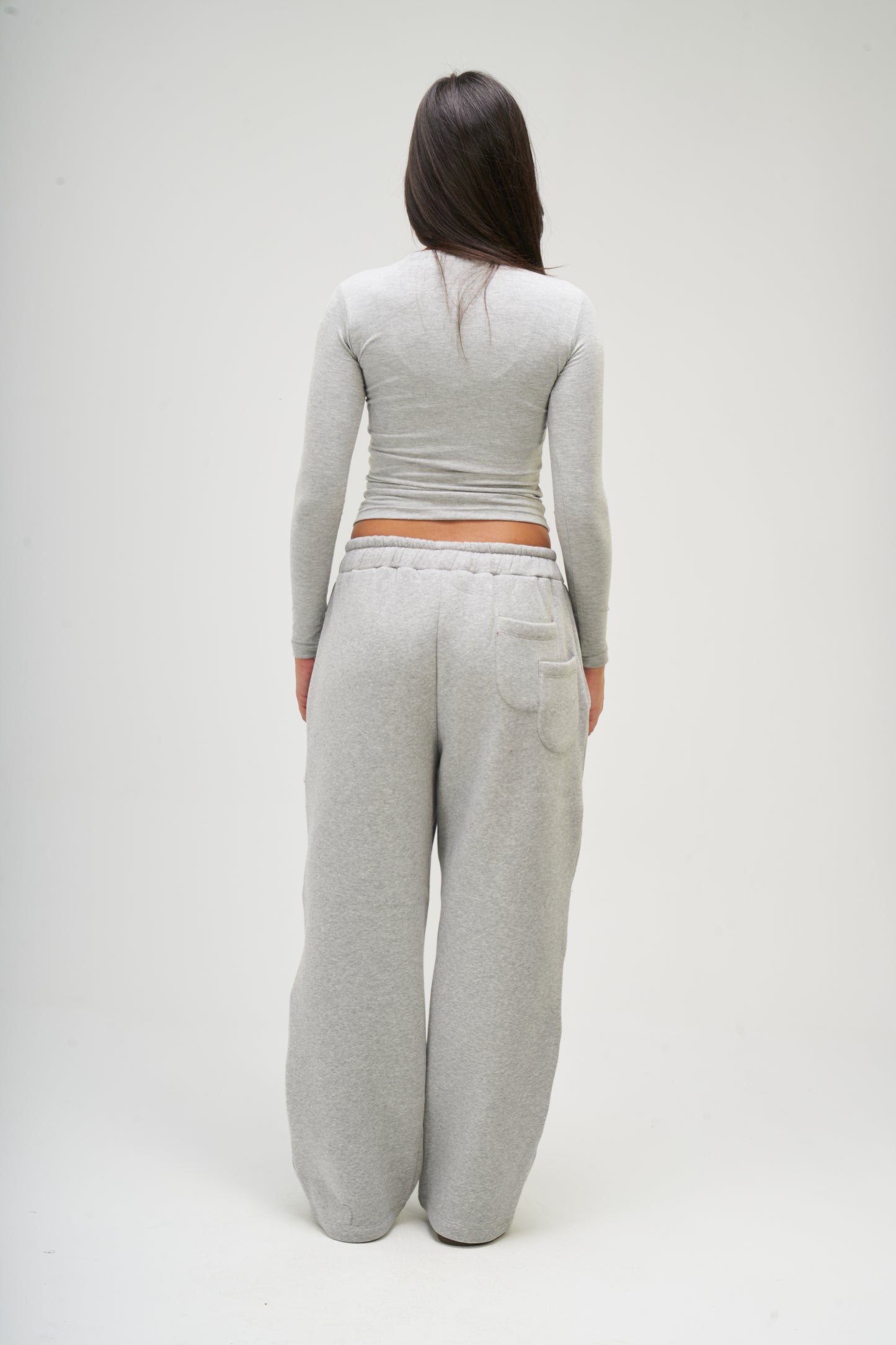 Light Grey Long Sleeve Round Top