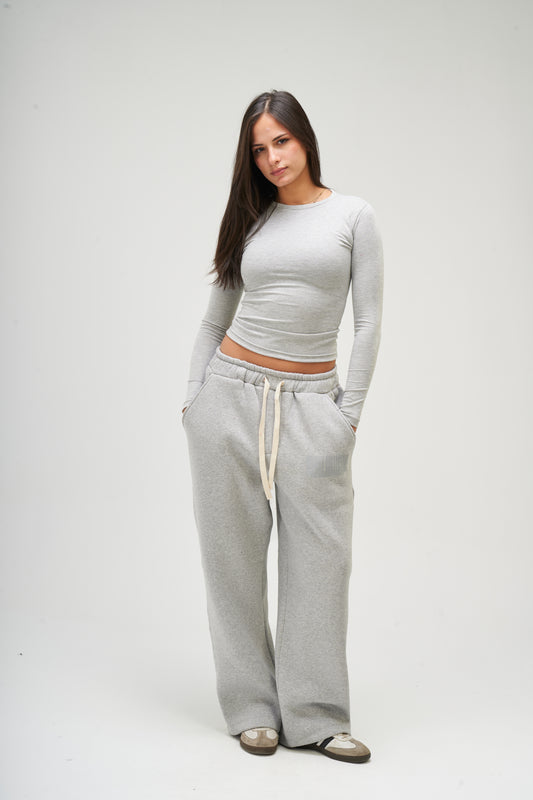 Light Grey Long Sleeve Round Top