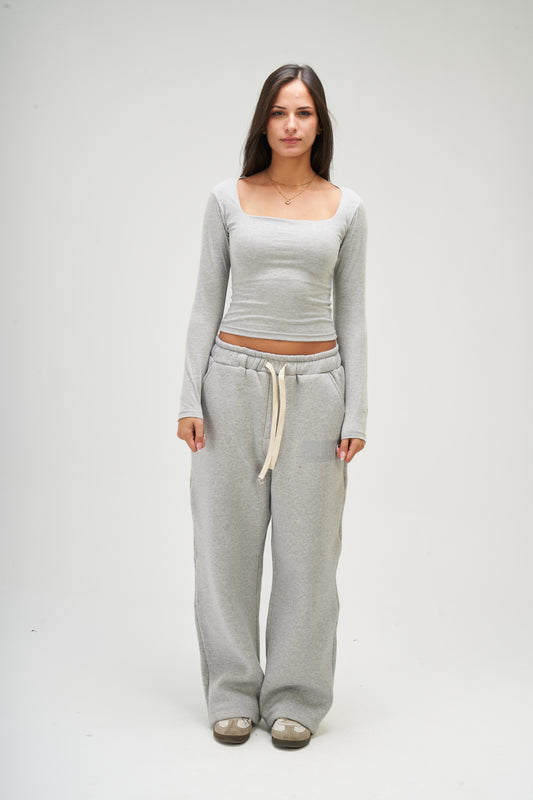 Light Grey Long Sleeve Square Top