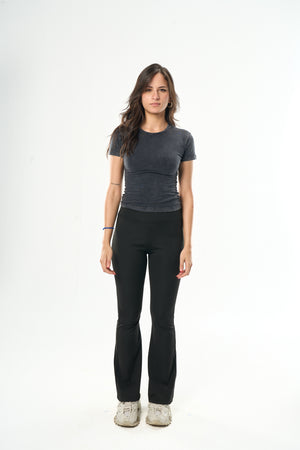 Washed Grey Round Neck Top