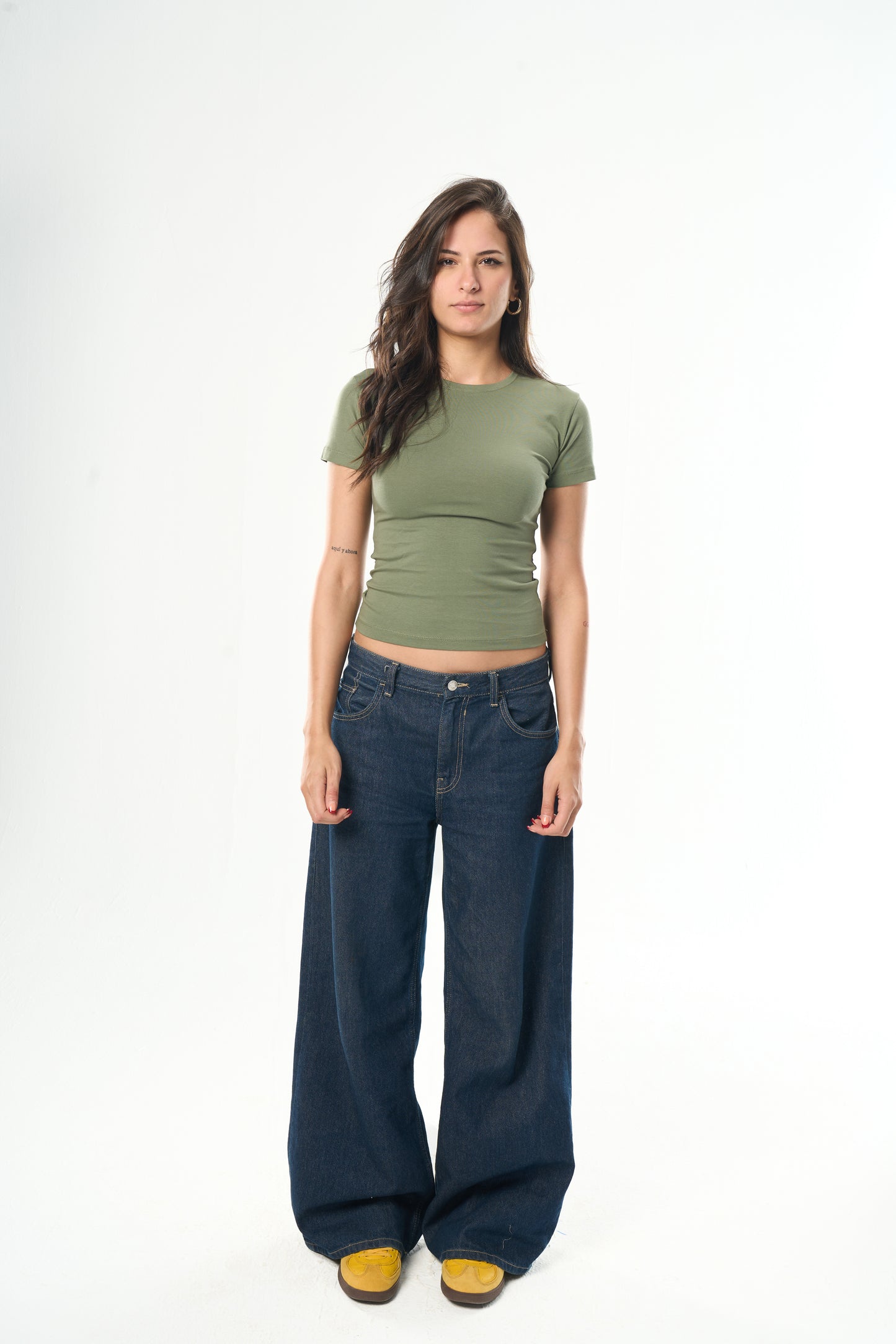 Olive Green Round Neck Top