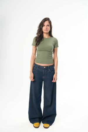 Olive Green Round Neck Top
