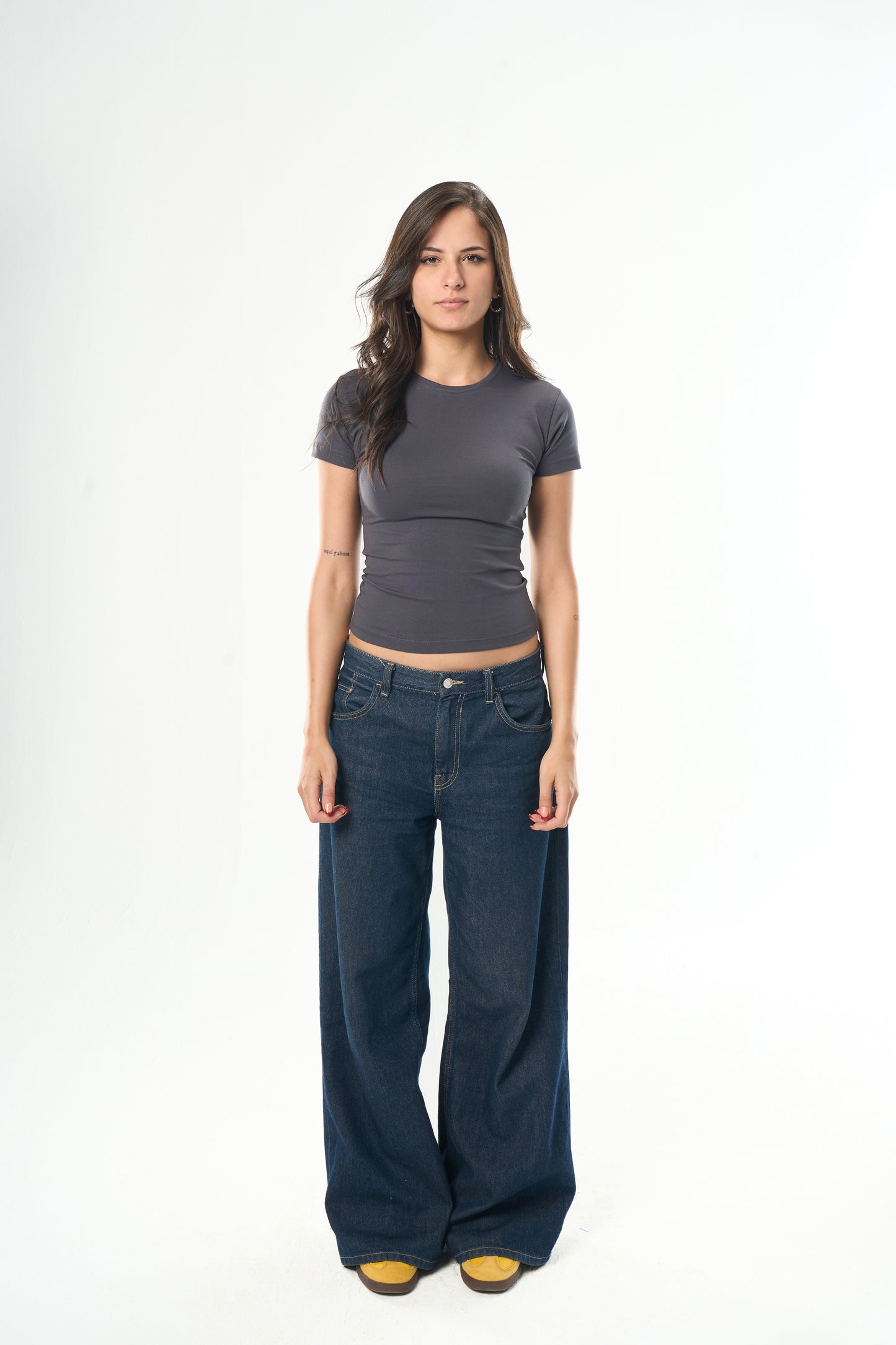 Dark Grey Round Neck Top