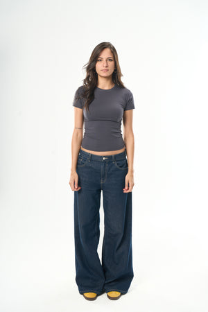 Dark Grey Round Neck Top