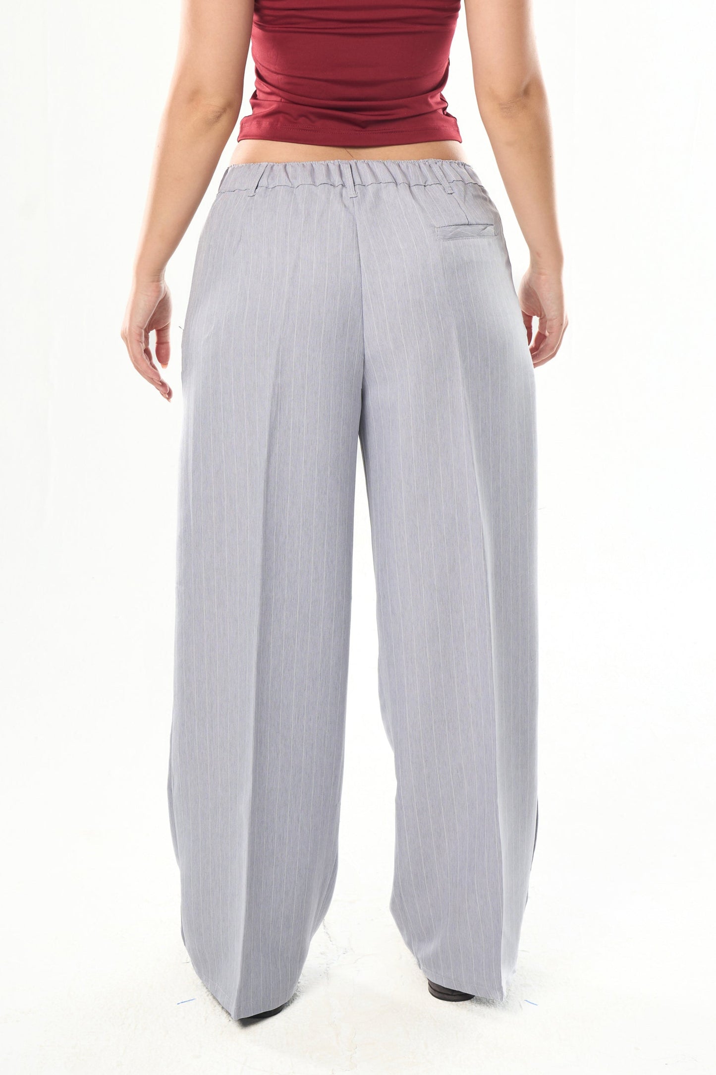 Women Light Grey Striped Tailor Pants