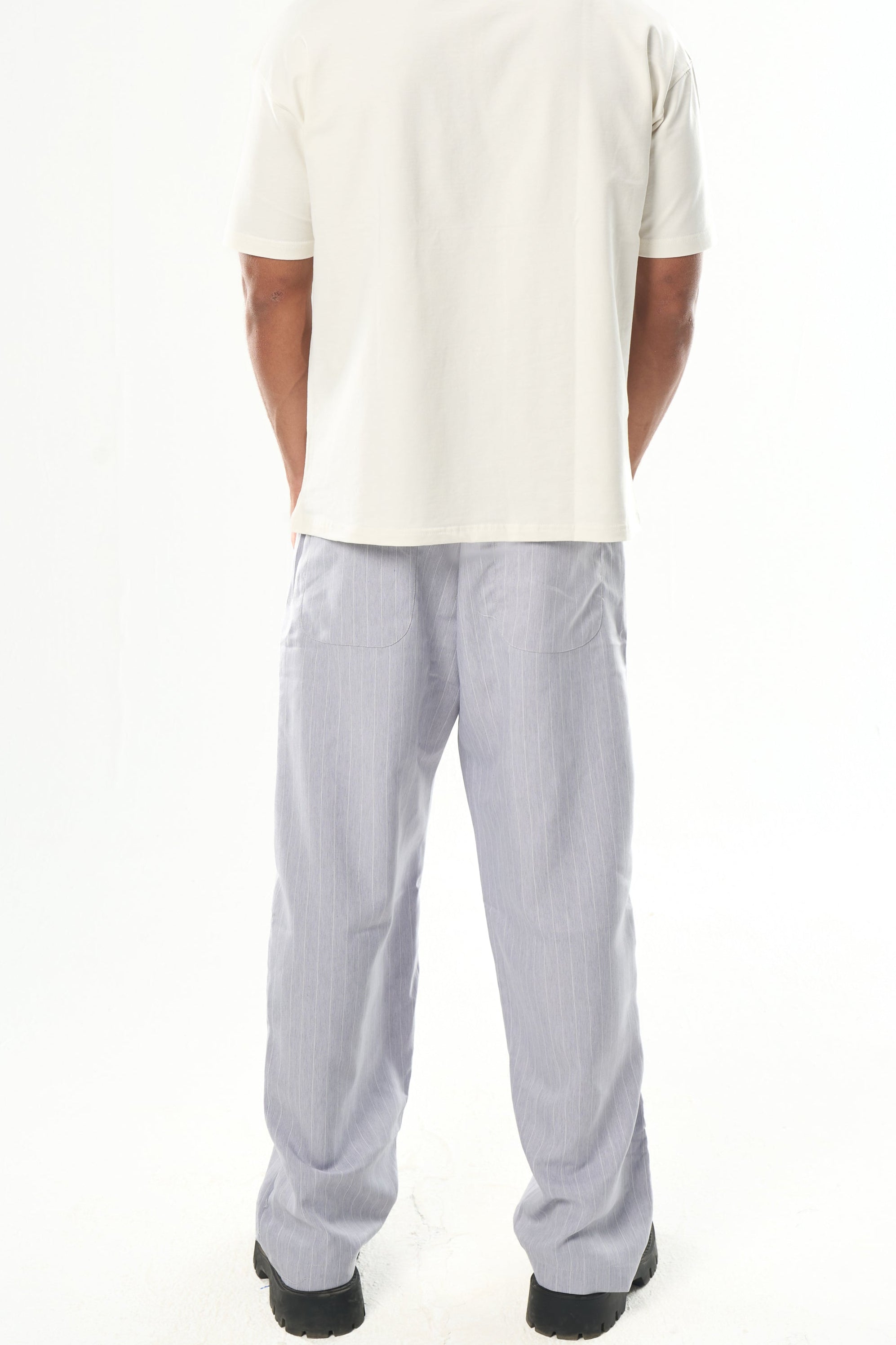 Men Light Grey Striped Tailor Pants