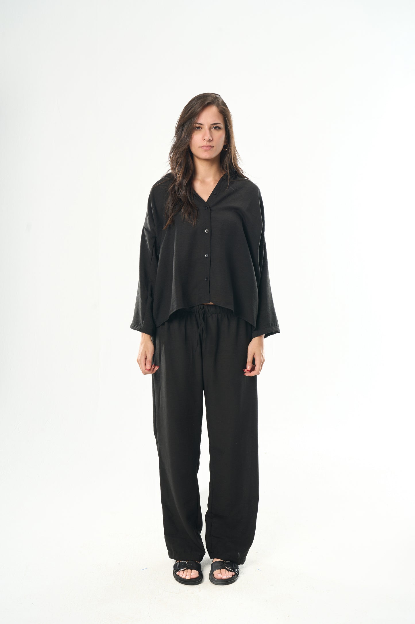 Women Black Linen Shirt