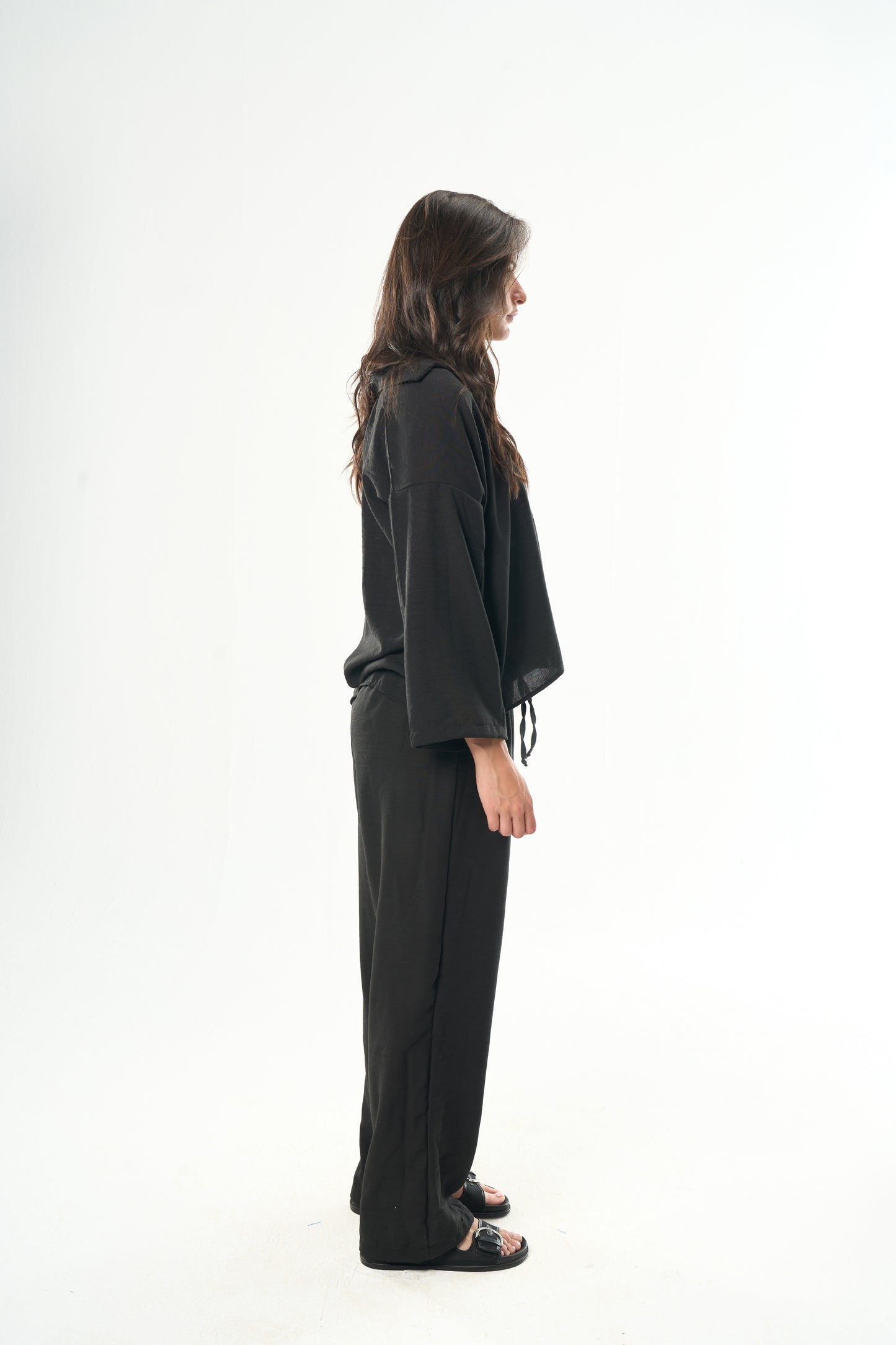 Women Black Linen Shirt