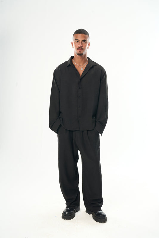 Men Black Linen Shirt
