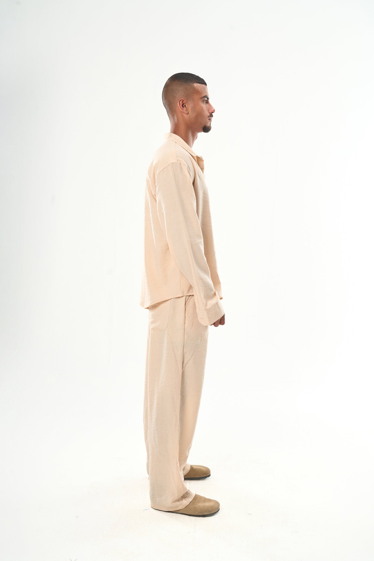 Men Beige Linen Pants