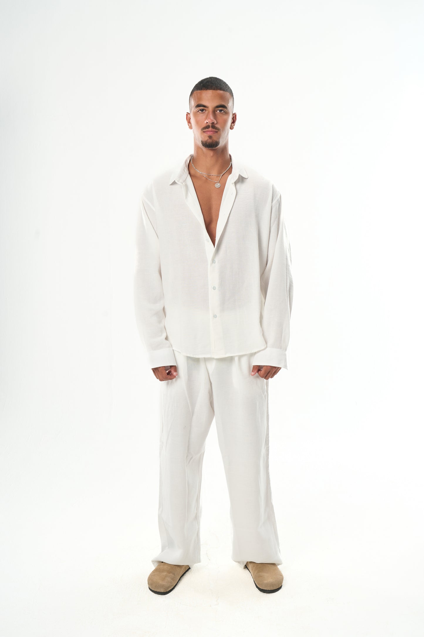 Men White Linen Pants