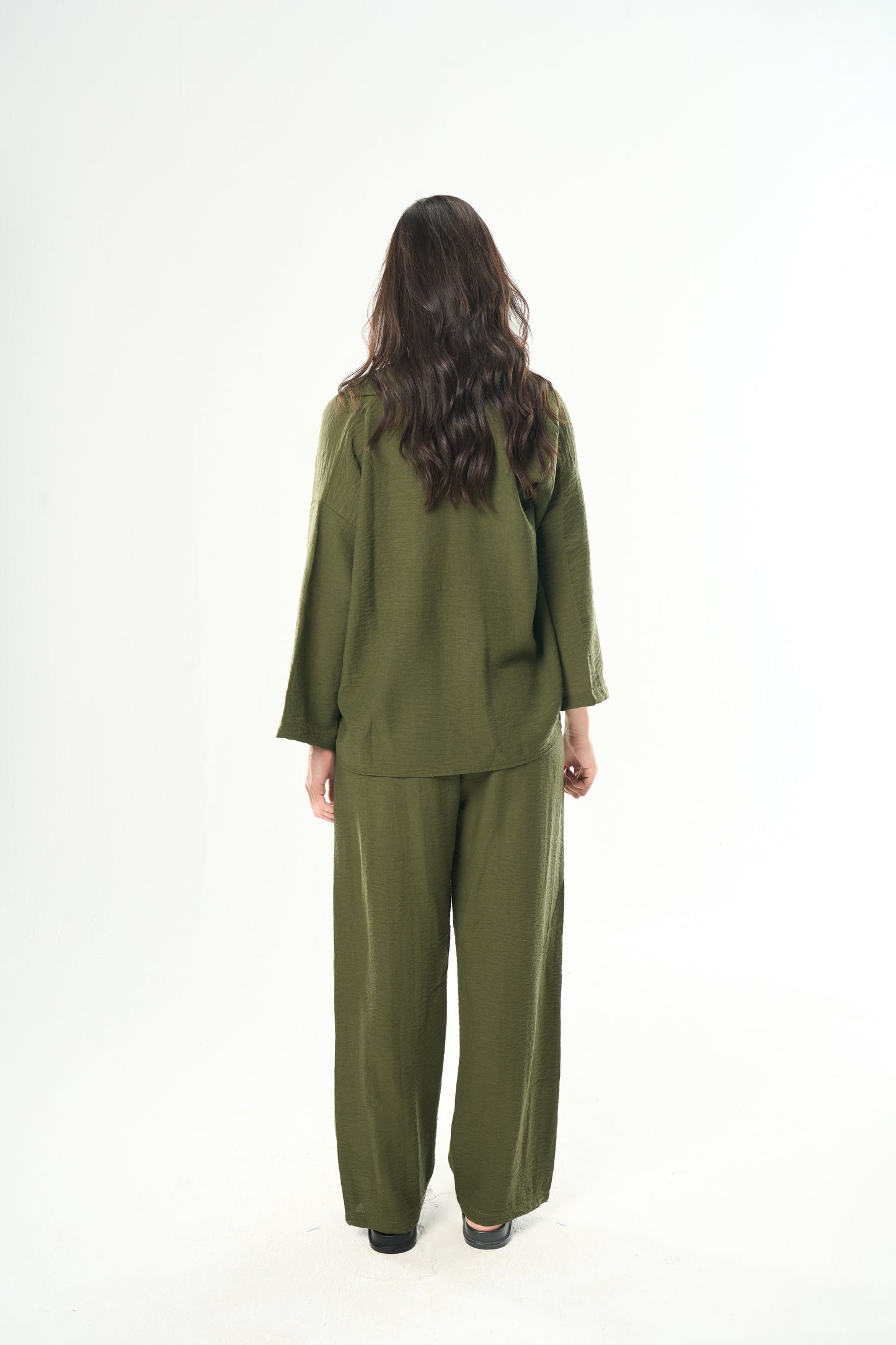Women Olive Linen Shirt