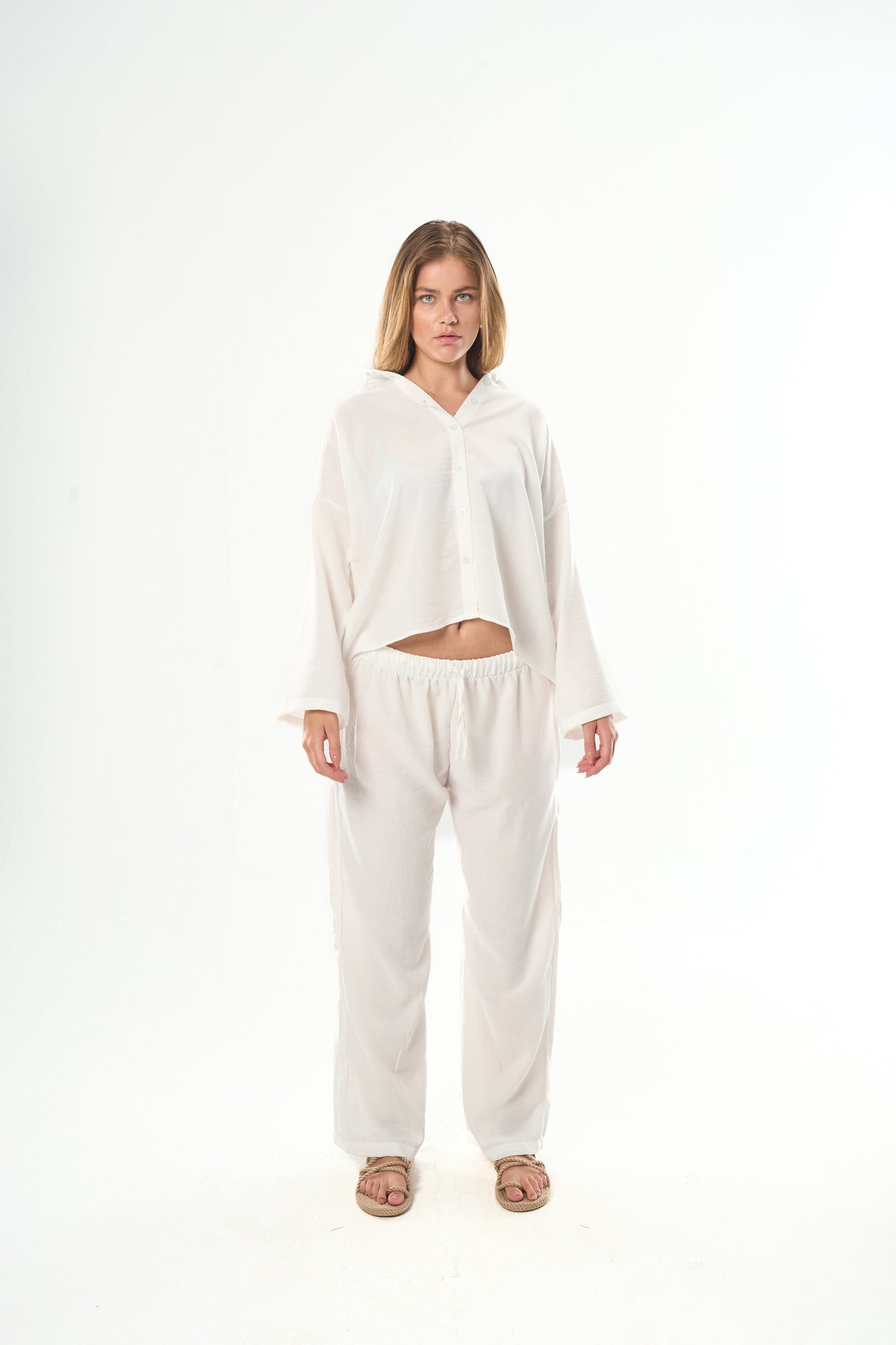 Women White Linen Shirt