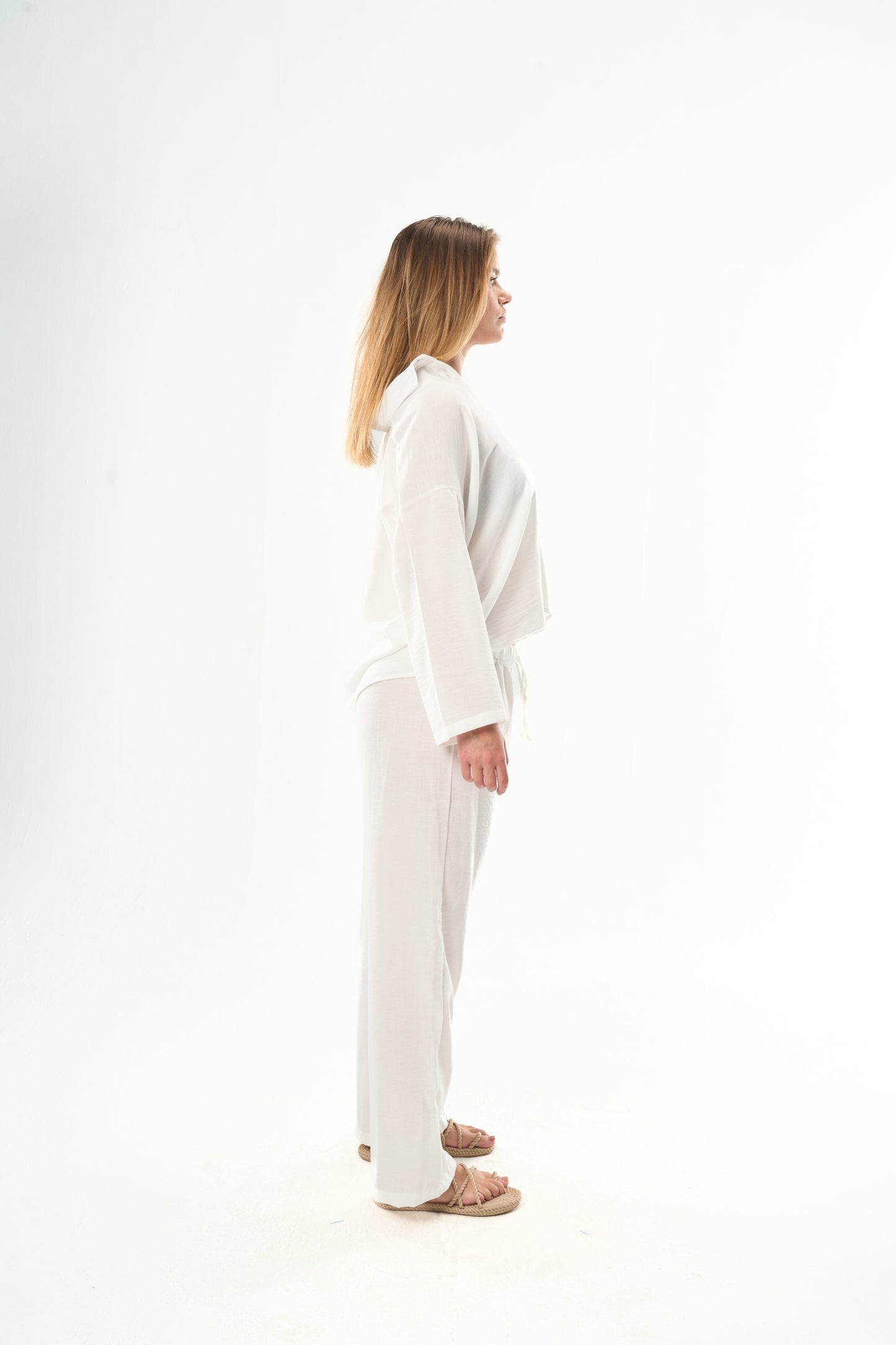 Women White Linen Shirt