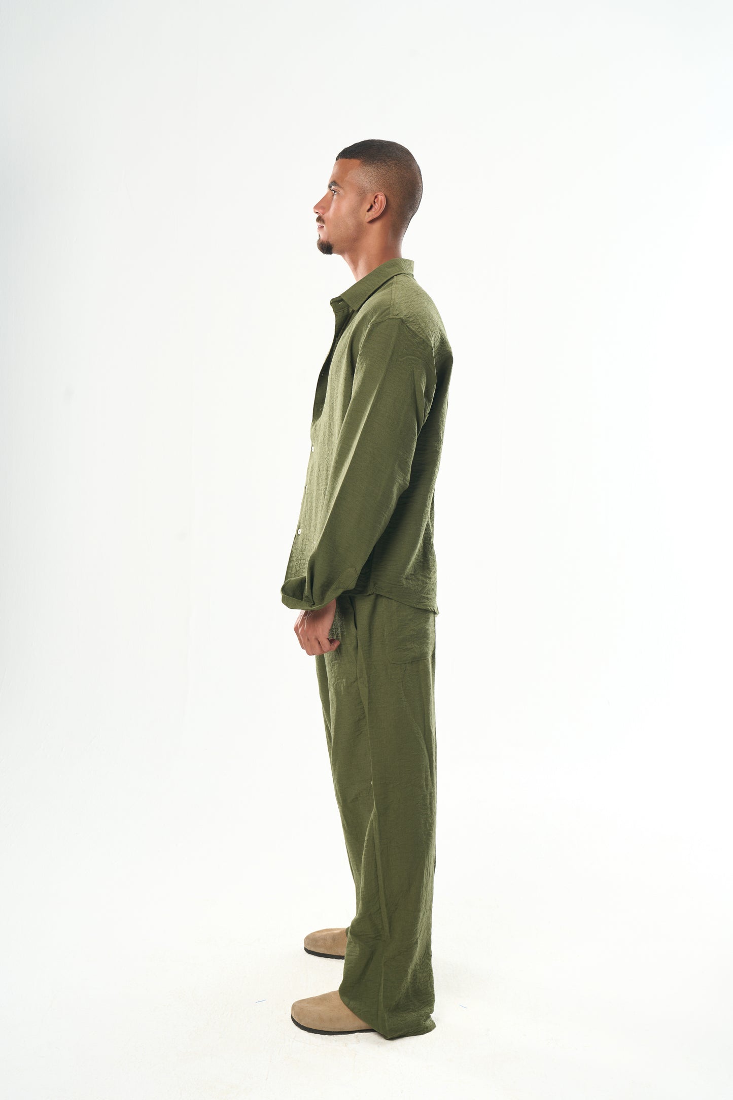 Men Olive Linen Pants