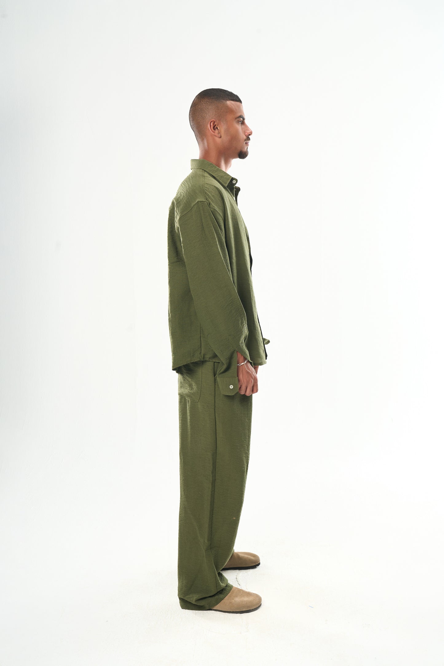 Men Olive Linen Pants