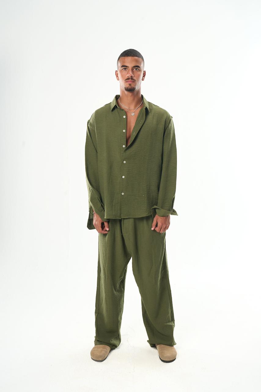 Men – Olive Green Linen Shirt – Seemly Collective