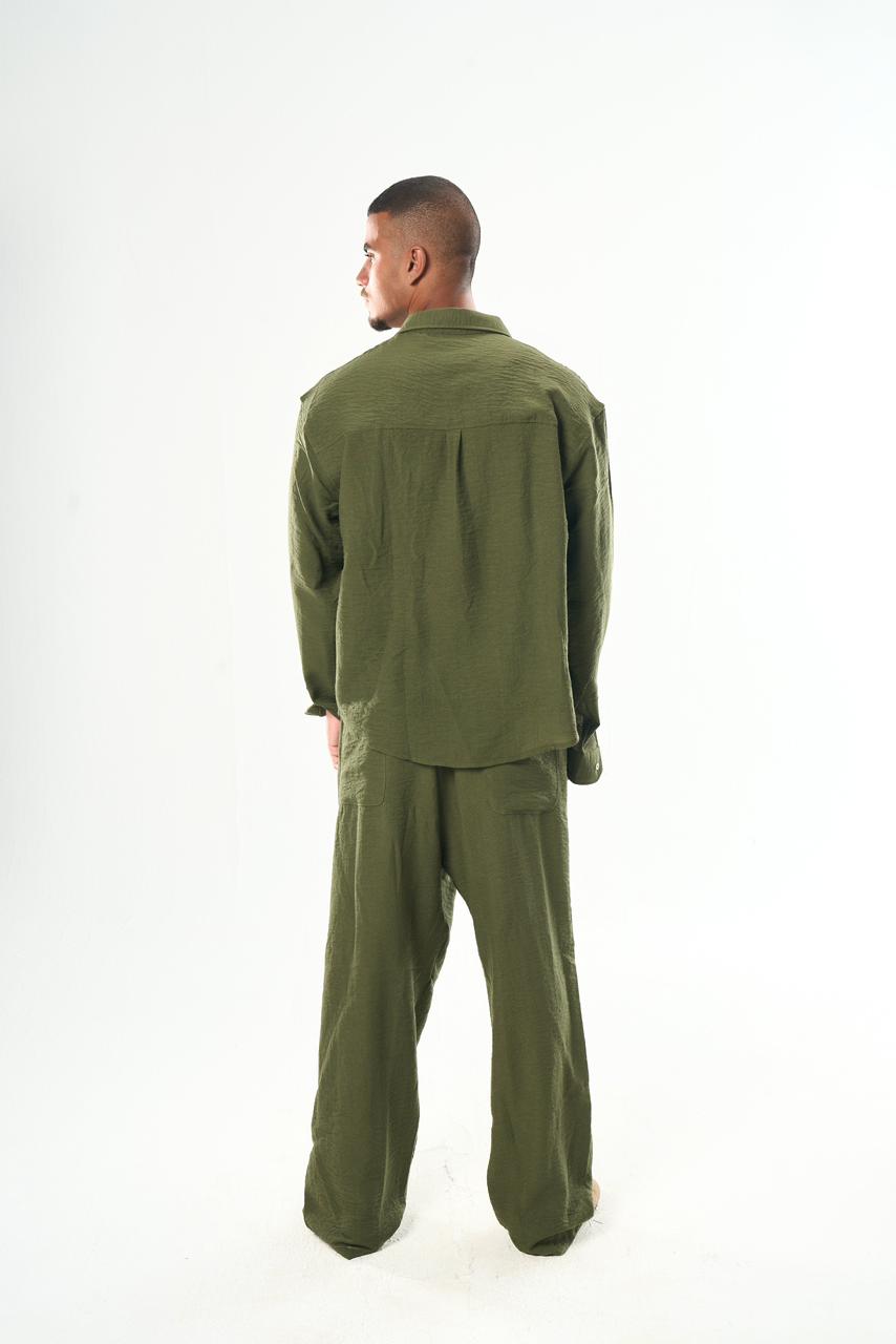 Men – Olive Green Linen Shirt – Seemly Collective